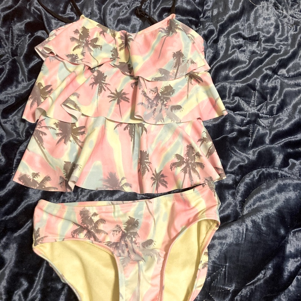 Justice tropical ruffle tankini